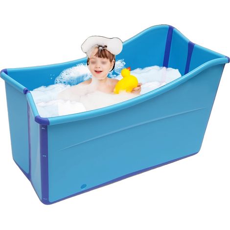 Bañera plegable, diseño portátil, acolchado para mayor comodidad, color azul. (1/2)