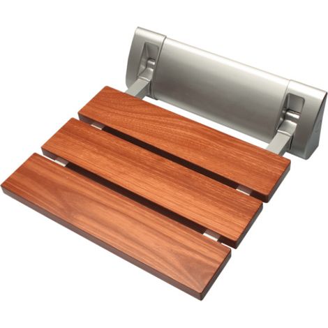 Multi Siège de douche rabattable en bois avec support, Marron (SEDWOOD)