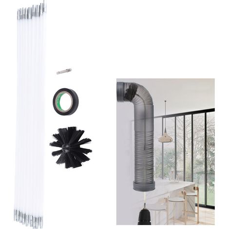 Ensemble de 12 pièces : brosse pour tuyau de perceuse électrique, brosse pour conduit de sécheuse de 40 cm, brosse électrique pour le nettoyage de cheminée (1/5)