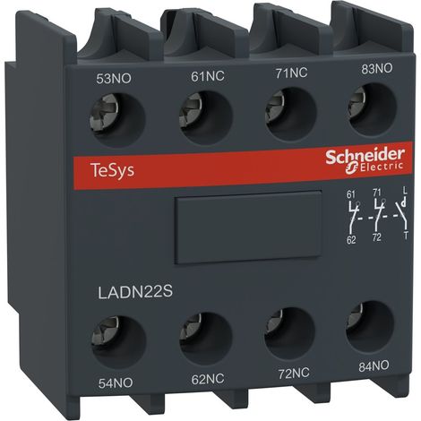 Bloque de contactos auxiliar TEYS DECAL 2NO+2NC 690 V AC montaje frontal IP20 rojo
