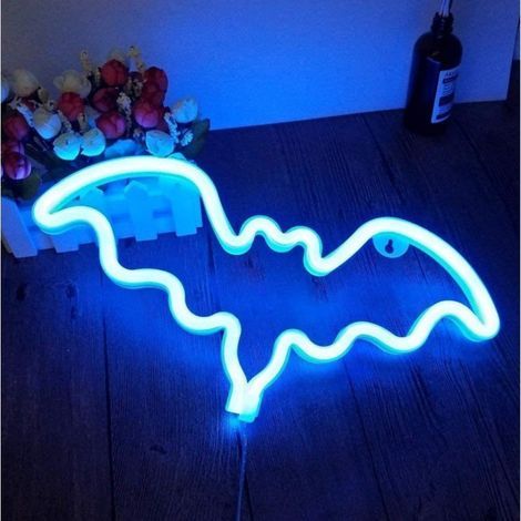 Halloween neon signs, LED bat lights, USB battery powered, for wall decoration, room, bar, party, children's gift (1/5)
