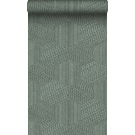 papier peint graphique 3D vert grisé  - Origin Wallcoverings (1/5)
