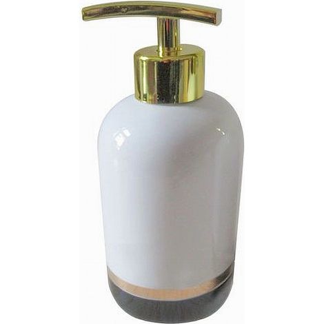 Cleafe - Dispenser Porta Sapone Liquido Bianco Riga Bassa Dorata Nera Arredo Bagno 59867 - (1/2)
