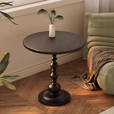 Table d’appoint ronde en métal, petite table basse multifonction avec plateau pour boissons, idéale pour salon, chambre, bureau et terrasse (1/5)