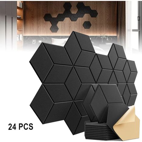 Panneaux muraux acoustiques – 24 pièces – Hexagonaux – Auto-adhésifs – Insonorisation – Studio/enregistrement (1/5)