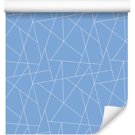 Carta da parati con motivo geometrico azzurro, dettagli raffinati, 50x1000 cm (1/5)
