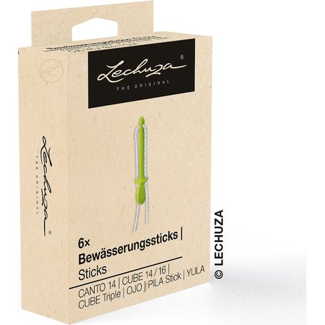 LECHUZA – Bâtonnets d'arrosage CUBE, pièce de rechange – Pour pots LECHUZA à système Stick, lot de 6 (1/2)