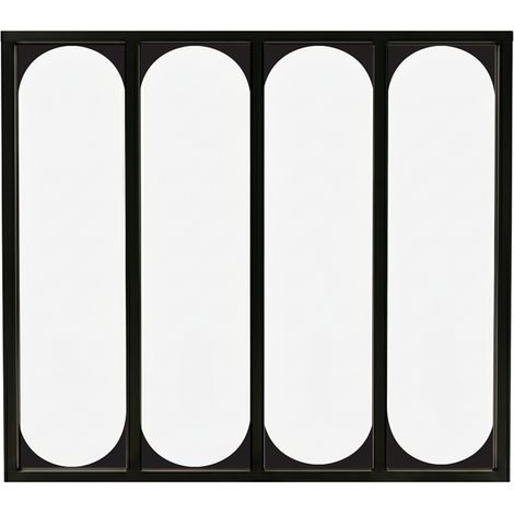 Verrière atelier intérieure aluminium noir 4 vitrages 135 x 117 cm - Décor art déco - Totem - noir et transparent - Verre trempé (1/5)
