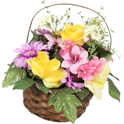 Panier de Fleurs Artificielles Décoratif Portable Plante Pot Fausse pour Décoration Intérieure et Jardin Ornement Compact et Réaliste (1/5)