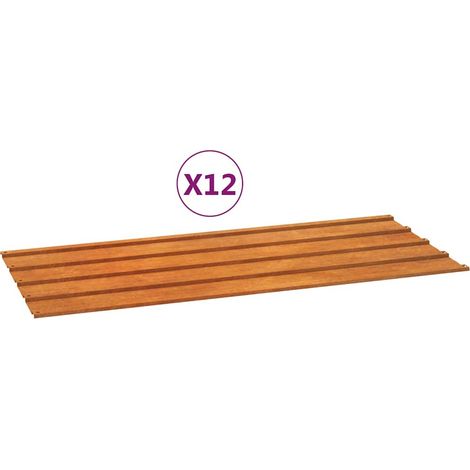 Panneaux de toiture pour abri de jardin tôle ondulée en acier corten rouillé lot de 12 (1/5)