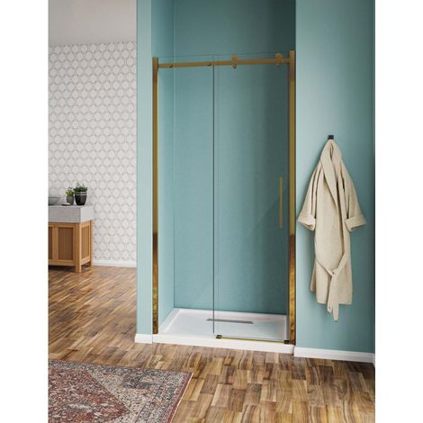 Nicchia scorrevole Elegance vetro temperato trasparente 8mm finitura oro H190 - 100 cm (1/2)