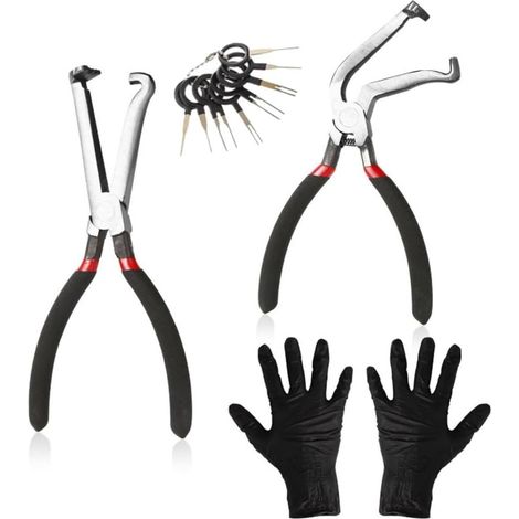 Ensemble de pinces déconnexion électrique 20,3 cm en acier au carbone pour réparation connecteurs automobiles, verrouiller les poussoirs - (1/4)