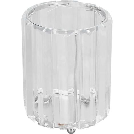 Porte-pinceaux de maquillage rond en verre transparent, boîte de rangement décorative pour stylos, argentée (1/5)