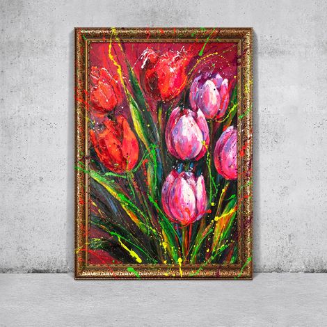 Gemälde Noten des Frühlings Rahmen Gold 120x80 cm (1/5)
