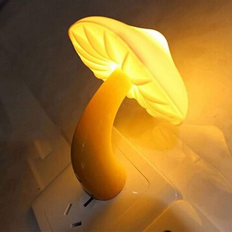 Pilzförmige LED-Nachtlampe, Wandleuchte, gelber Pilz, kleine Mini-Wandleuchte mit EU-Stecker, Schlaflicht, Schlafzimmer- und Wohnzimmerdekoration für Kinder und Erwachsene. (1/5)
