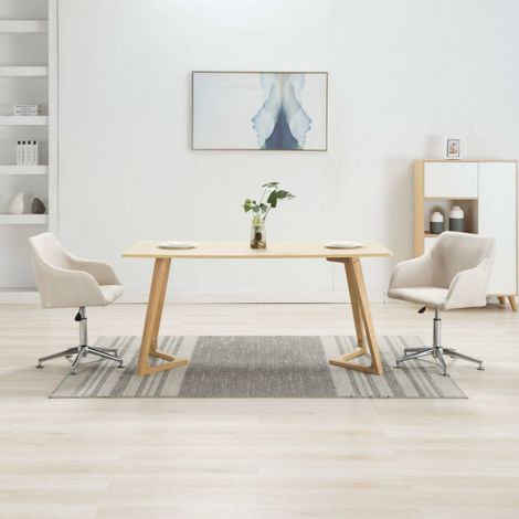 Esszimmerstühle Drehbar 2 Stk. Cremeweiß Stoff vidaXL (1/5)