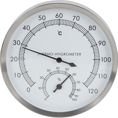 Thermomètre-hygromètre 2-en-1 en acier inoxydable pour hammam et sauna, d'intérieur (1/5)