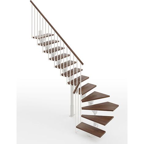 Viertelgewendelte Treppe mit 12 stufenanzahl - Zu erreichend Höhe 2.41 à 2.89m - Larg. 95cm - Nussbaum und Anthrazit - KNOCK95RH-L-SBMN12