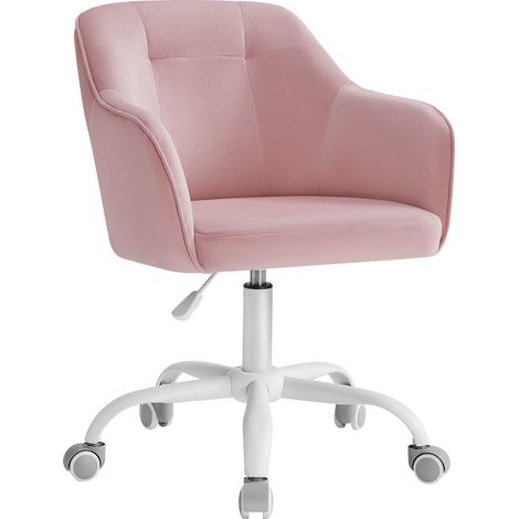 Songmics – Chaise de bureau ergonomique rose bonbon – Siège pivotant réglable en hauteur – Cadre en acier – Tissu velours respirant – Capacité 110 kg