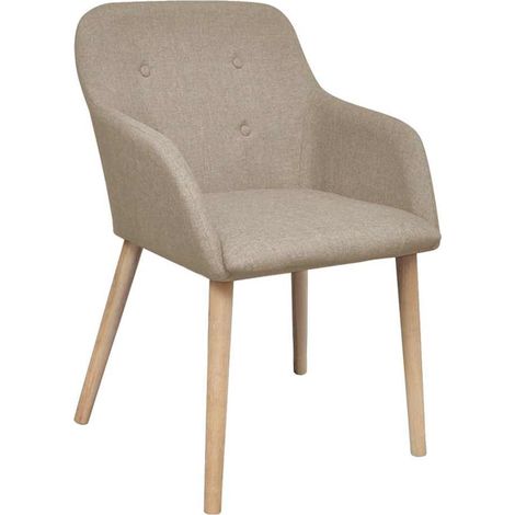Maison Exclusive - Esszimmerstühle 2 Stk. Beige Stoff und Massivh (1/5)