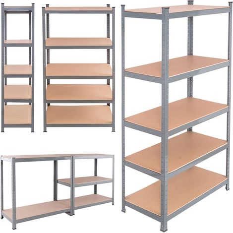 Étagère de Rangement 180 x 90 x 40 cm 5 tablettes pour Charges Lourdes avec 5 étagères réglables, Charge jusqu'à 875 kg, pour Garage, Atelier, Garde-Manger – Galvanisé (1/5)