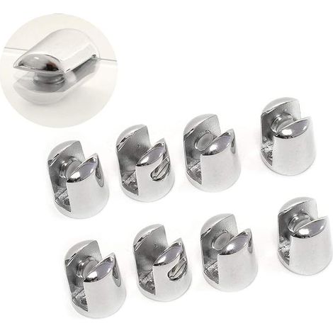8 PCS Pince à Verre, Support étagère Pince réglable Pince pour verre, Pince Support en Alliage de Zinc Fixations Réglable Support, pour Fenêtre Balustrade Escalier Salle de Bains, 8-10mm (1/5)
