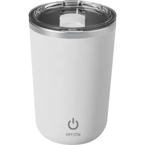 Automatischer Mixbecher, Hochgeschwindigkeits-Mixbecher, wasserdicht (IPX6), 350 ml, wiederaufladbar mit Deckel, ideal für Reisen, Büro und Outdoor-Sport, Weiß