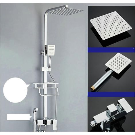 Ensemble de douche mitigeur thermostatique intelli Ensemble de douche numérique à LED robinets de salle de bain chromés système de mélangeur de douche thermostatique SPA pluie robinet de bain chaud et (1/5)
