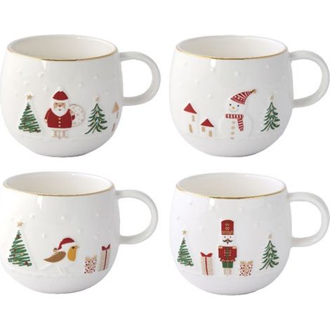 Let It Snow Becher 40 cl aus Porzellan Relief-Motiv - Pozzi Milano Spa