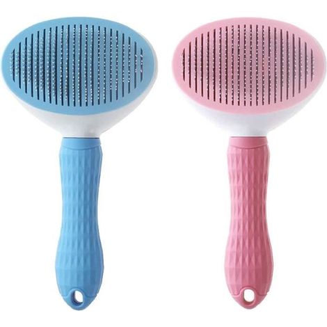 Brosse d'épilation - Acier inoxydable - Effet de massage - Rose et bleu - 2 pièces (1/4)