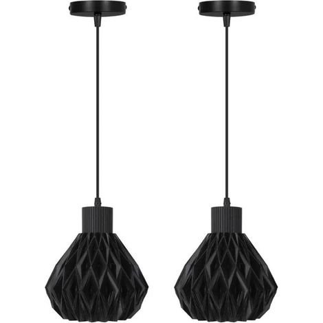 2pcs Suspension Luminaire Industriel,Lustre Vintage Noir Abat-jour Design Lanternes Lampe de Plafond imprimée en 3D pour (1/5)