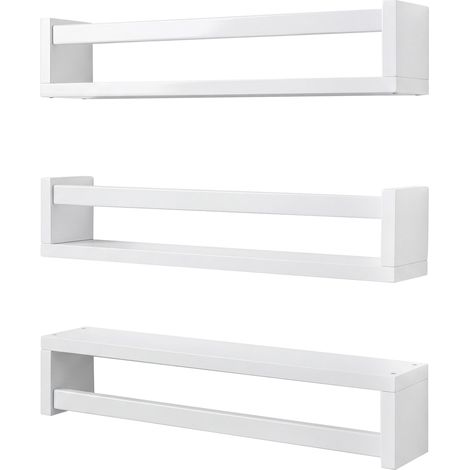Levede Nursery Book Shelves Kids Wall Floating Shelf White Solid Wood 3 Pack