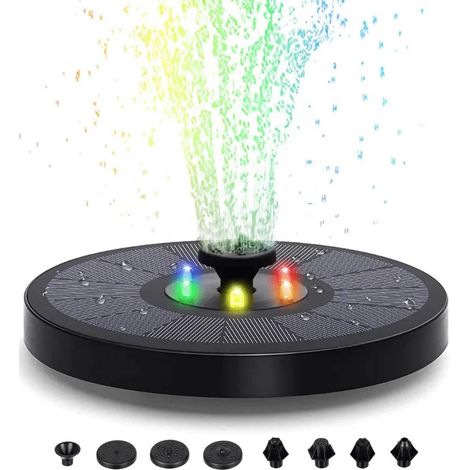 Fontaine solaire grand format Batterie et éclairage RGB 16 cm, noire (1/5)