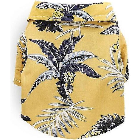 Nueva ropa de verano para perros y mascotas, camisas de playa con estampado de hojas estilo hawaiano para cachorros, gatos pequeños y grandes, chihuahuas, disfraz para mascotas, 14-amarillo (1/5)