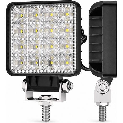 Phare de Travail LED Carré Blanc pour Voiture, Excavatrice et Véhicule Agricole, 16 LED (1/5)