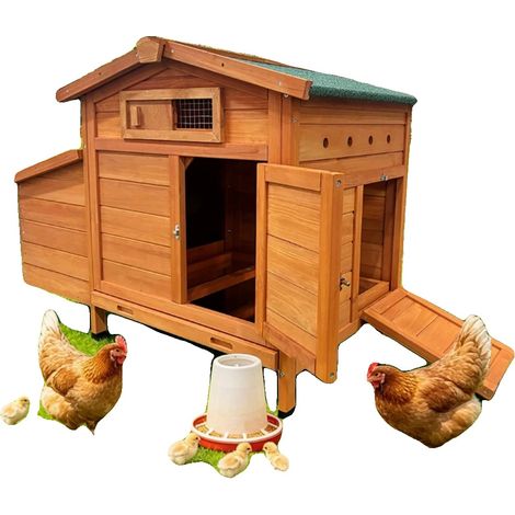 Hühnerstall, Holzmaterial, erhöhtes Design, einfacher Reinigungszugang, Sicherheitsriegel, Komfort für Hühner (1/5)