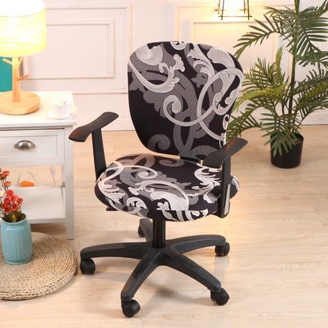 Housse De Chaise Amovible De Style Extensible Moderne - Housse De Chaise Amovible Et Résistante Pour Chaise De Bureau Rotative Chaise Pivotante Chaise, (Fauteuil Non Fourni) - 8 (1/4)