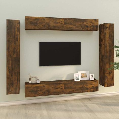 Ensemble de meubles TV 8 pcs pour Salon - Armoire TV Chêne fumé Bois d'ingénierie BV568035 - BonneVie (1/5)