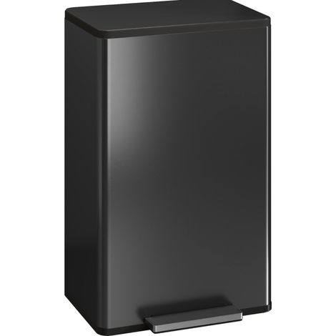 Pattumiera da cucina 45 L a pedale in acciaio inox nero con coperchio soft-close (1/5)