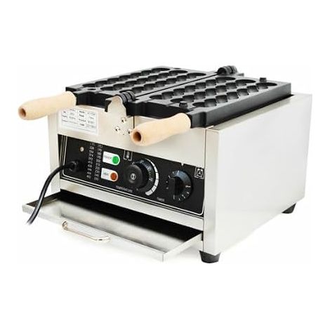 Gaufrier Professionnel 1500W Machine à Gaufres Commercial Antiadhésif En Acier Inoxydable Avec Indicateur LED Température Réglable 50-300°C,Pour La Fabrication De Crêpes, Muffins Et Gaufres (1/5)