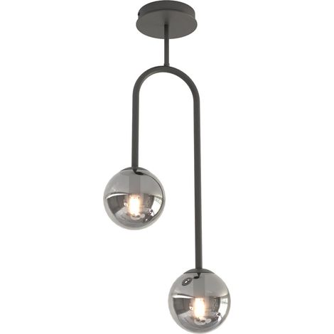 Plafonnier moderne noir 2 globes verre 2xE14 ATRIA (1/5)