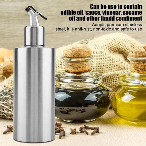 Bouteille en acier inoxydable de 550 ml pour huile, vinaigre et sauce, distributeur de sauce, articles de cuisine pour la maison (B) (1/5)