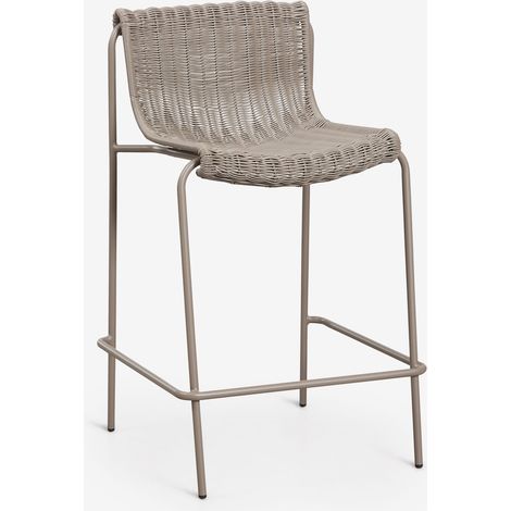 Pack di 2 sgabelli alti da giardino in rattan sintetico e acciaio Revia SKLUM            