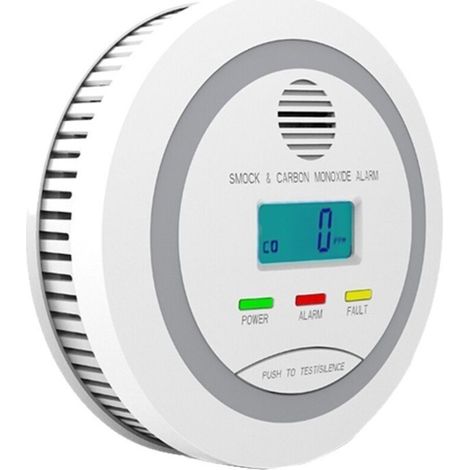Détecteur combiné 2-en-1 de fumée et de monoxyde de carbone, alarme domestique avec écran LCD, alimenté par batterie, alarme sonore 85dB