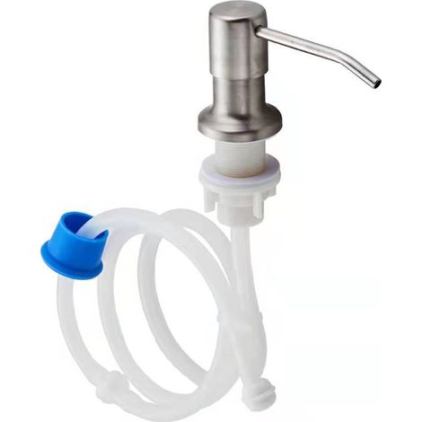 304 Stainless Steel Kitchen Sink Soap Dispenser Extension Tube Pump Head Set with Brushed Finish Countertop Detergent Dispenser -- 1m Long Brushed Tube Soap Dispenser
