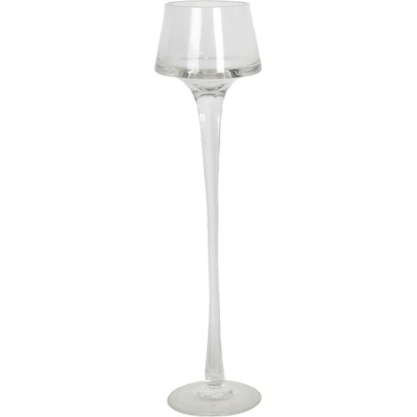 Portacandela svasato stelo in vetro trasparente decorazione per interno da 35 cm