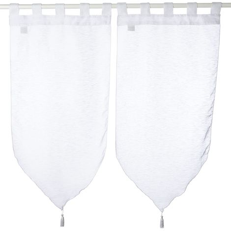 Douceur D'Intérieur - 1622758, Tendaggio Fiocco Con Passanti , 2 X 45 X 90 Cm , Lissea , Velo Sabbia , Bianco (1/4)