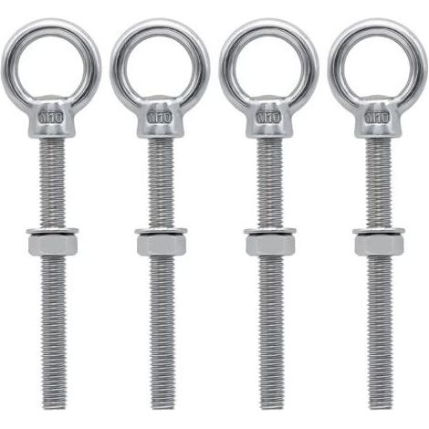 4 pièces boulons à œil M10 œillets de levage à anneau fileté métrique, vis à œil soudées en acier inoxydable pour la fixation et la suspension, M10 x 100 mm (1/4)