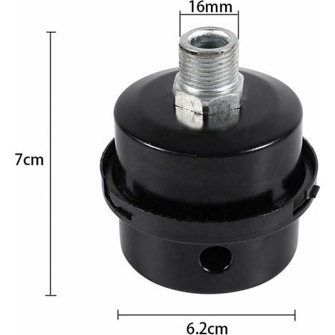 Filtre silencieux pour compresseur d'air, filetage mâle 3/8" (16 mm) en métal, coque en métal pour filtre silencieux de compresseur d'air, convient aux chaudières à compresseur d'air. , lot de 2 (1/3)