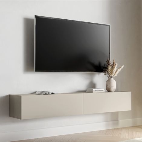 Mueble TV Mocogno, un Estante, 2 Puertas, un Compartimento, 200x32x32h cm Beige (1/4)